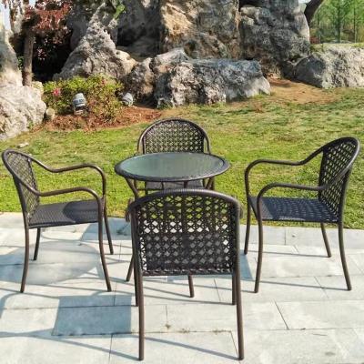 China Modern Outdoor Hotel Furniture Wholesale Five Seat Sofa Rattan Garden Black Five Piece Set High Quality for sale