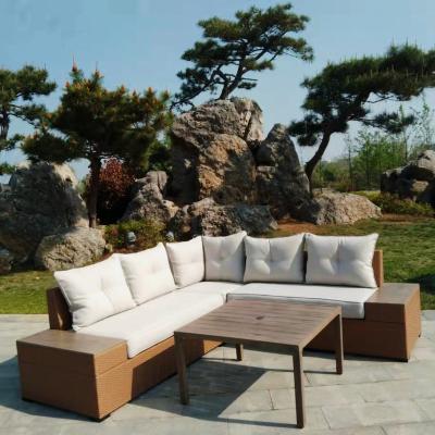 China Modern Stylish Four-piece Outdoor Corner Comfortable Rattan Wicker Sofa Furniture Set for sale