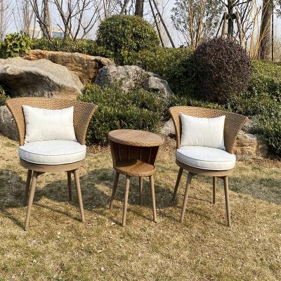 China New modern outdoor dining table and chair single rattan set 3 piece outdoor furniture for sale