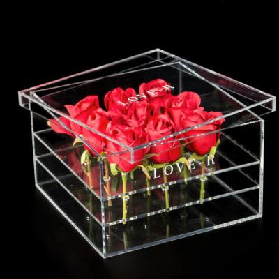 China Exquisite Action Figuare Set Pespex Hot Selling Eternal Roses High Quality Acrylic Box Forever Preserved for sale