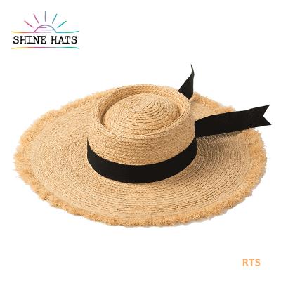 China High quality brim raffia raffia lifeguard straw women summer beach sun playa sombrero Shinehats high quality sash sash elegant soft handmade boho sliver for sale