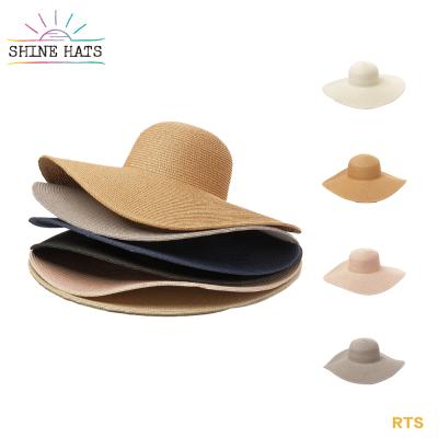 China 2021 Wholesale Extra Wide Oversized Striped Amazon Seller Sun Beach Hat Sombreros de Paja For Women Soft Paper Straw Hats for sale