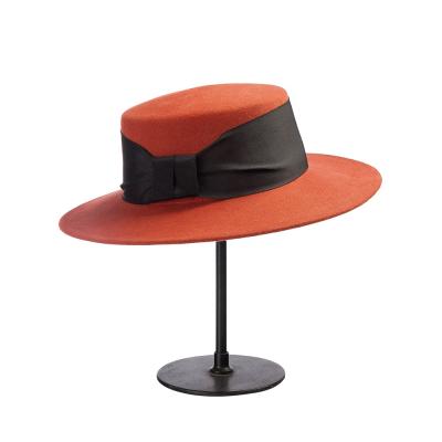 China 2019F Invierno Fedora Hats Colorido Felt Perimeter Felt 7cm Stiff Edge 57cm Flat Top Orange Sombrero De en en for sale