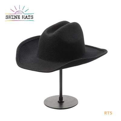 China OEM Shinehats Women Cowboy Hat Big Brim Striped Wool 100% Australian Factory Price for sale