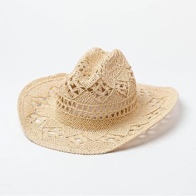 China 2021 Character High Qality Summer Paper Fashion Parent-child Paper Cowboy Hat With Flip Up Brim Straw Hat for sale