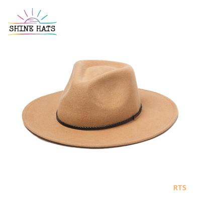 China OEM Striped Kapelusz Shinehats Texas Cowboy Hats Women Cowboy Hat Pink Felt Hat Fedory Hat for sale