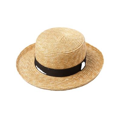 China 2021 Straw Hats Children Wheat Character Bowknot Fashionable Kids Straw Hats Children Summer Beach Surf Beach Natural Handmade Wholesale Black Straw Hat for sale