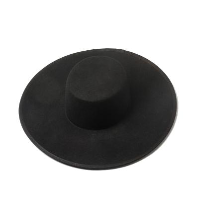 China 2021 Factory Black Brim Felt Hat Wool Dobby Hat Women Mens Womens Felt Hats Felt Hat Classic Wide Wide Flats Custom Hats for sale