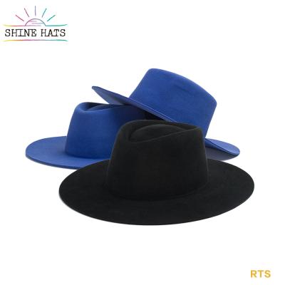 China Women's Hat Shinehats Custom Handmade 57cm 100% Rabbit Fur Panama Style Fedora Derby Hat Felt Round Top Women Wide Flat Barred Brim for sale