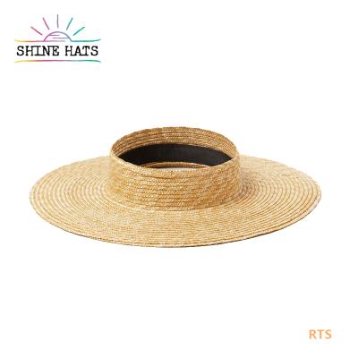 China Character Shinehats Custom 1.0 OEM Handmade Wheat Straw Hat 57cm Blank Top Brim Summer Beach Sun Adjustable Sombreros For Women Ladies for sale