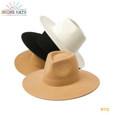 China Winter Striped Shinehats Men Brim And Head Perimeter 9.5cm Fedora 1pc Top 57cm 59cm OEM Sombrero De Fieltro Women Feodra Hat Drop for sale