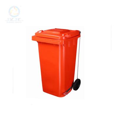 China 240 Liter HDPE MatreialPlastic Wheels Sustainable Outdoor Plastic Trash Can Pedal Open Trash Can for sale