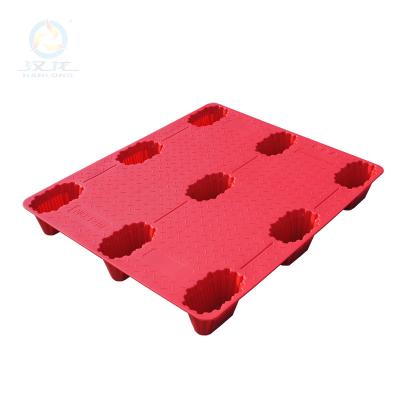 China BHL-1210 Heavy Duty Stackable HDPE Single Faced Nine Legs Blow Molding Plastic Pallet For Carton Factory for sale