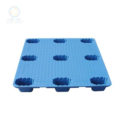 China BHL-1212 12.0KG 12.0KG 1200*1200*150mm Wholesale Single Faced HDPE Plastic Pallets Non Reversible Pallet Netting Anti Slip Outside for sale