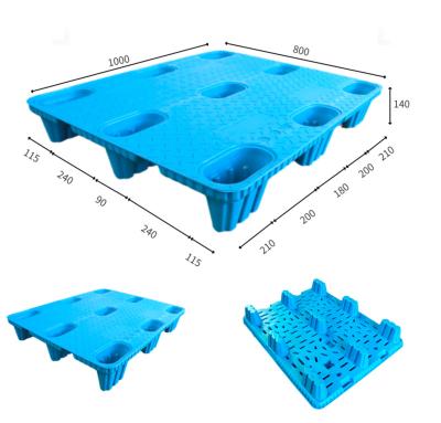 China BHL-1008 7.0kg 1000x800mm Single Faced Anti-Slip Product Pallets Non-Reversible 4 Way Entry Plastic Pallet for sale