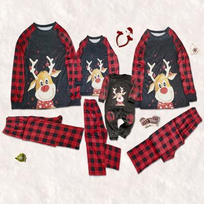 China Cute Viable Sleepwear Costume Christmas Kids Christmas Party Nightgowns Cartoon Deer Pajamas Adult Pajamas Set Matching Family Outfits Clothing for sale