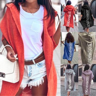 China Ladies Breathable Sweater For Winter Style Korean Fashion Deep Knit Cardigan Sweater Custom Women Letter Hooded Stitching Knitted for sale