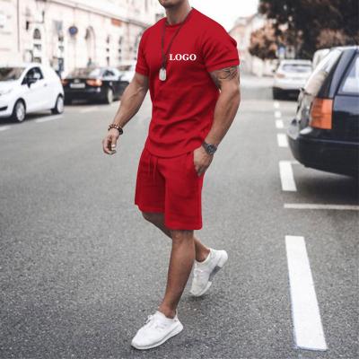 China 2021 Amazon Hot Sale Anti-UV Clothing Custom Logo M-5xl Tracksuits Sweatsuit Men Sport Shorts Set Solid Loose Mens Sweat Suit for sale