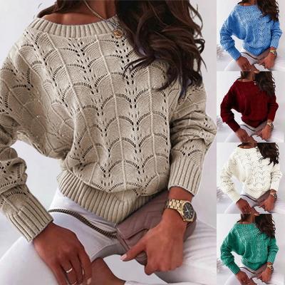 China Breathable Women's Slim Loose Cavity Knit Sweater Long Sleeve Clothing Plus Size Winter Jumpsuit Shoulder Sweater for sale