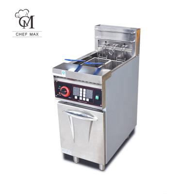 China Commercial Restaurant Fast Food 2 Cylinder Custom Vertical Single Basket Timer Electric Deep Fryer 9000W with Cabinet for sale