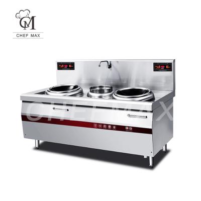 China High Efficiency Commercial Custom 5KW Vertical Double Burner Concave Concave Induction Frying Stove for sale