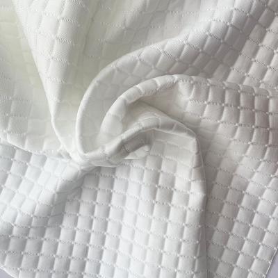 China Stretch Haichun Home Textiles Fabric Small PE Plaid Pattern Knitted Solid Color Mattress Cooling Fabric for sale