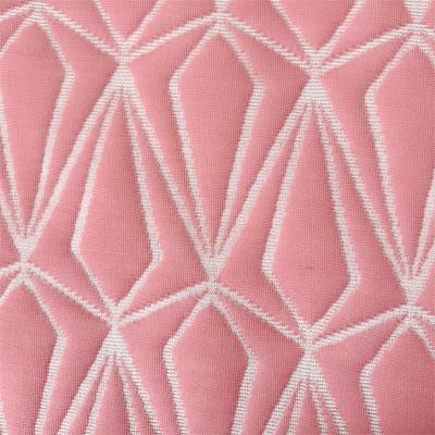 China Stretch Diamond Pattern Jacquard Mattress Fabric Peach BOW DYED Polyester Fabric for sale