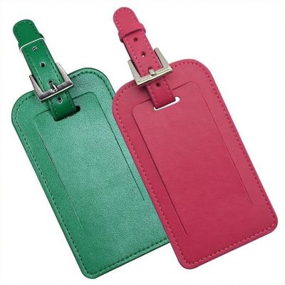 China Custom Colored PU Leather Luggage Tags Cotton Fabric Good Quality for sale