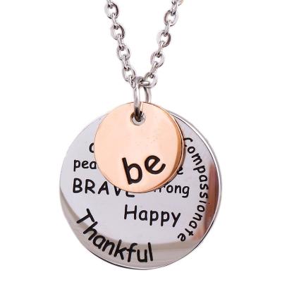 China New Design Wholesale Punk Stainless Steel Couple Pendant Necklace Make A Wish Brave Necklace for sale