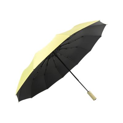 China Promotional Vintage Pongee Fabric Rain Umbrella 3 Folds Umbrella Rain Mate Umbrella for sale