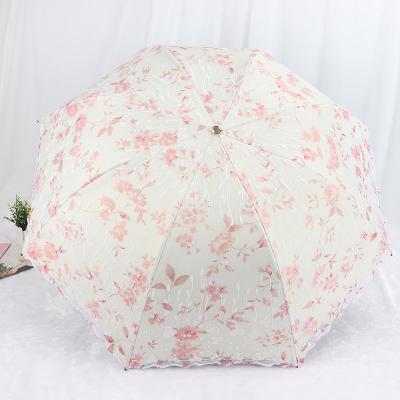 China Sunny Umbrella Compact Vintage Lace Parasol Umbrella Anti UV Resistant Women for sale