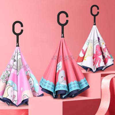 China Art Decor Reverse Umbrella Kids OEM Reversible Reverse Umbrella Automatic Frame Umbrella for sale