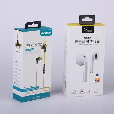 China Eco Box Packaging Eco Customized Blue Wireless Packaging Headphones Box Packaging Box With Hook for sale