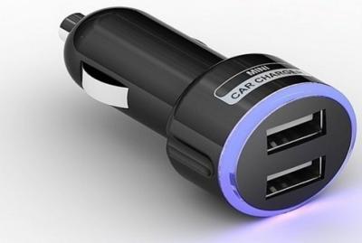 China Micro Auto Universal New Dual USB car charger car-styling Scalable data line LED indicator mobile phone charger for sale