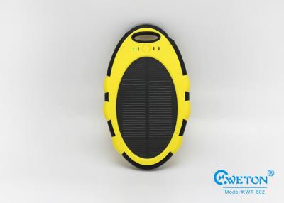 China Yellow Black Portable Solar Power Bank , 5000mAh Dual USB External Portable Power Bank for sale