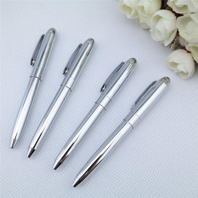 China office & School Pen Short Size Metal Ballpoint Pen Shiny Silver Stainless Steel Pen for sale