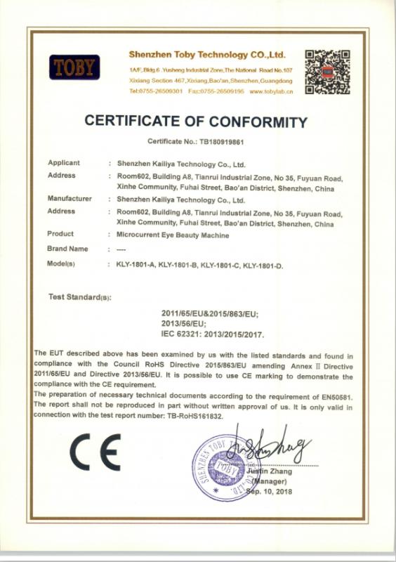 CE - Shenzhen Kailiya Technology Co., Ltd.