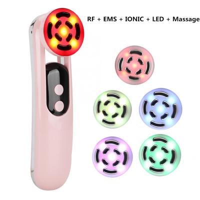 China Blood Vessels Removal Three Working Mode 5 In 1 Beauty Instrument EMS RF Ionic Facial Massager For Home Use for sale