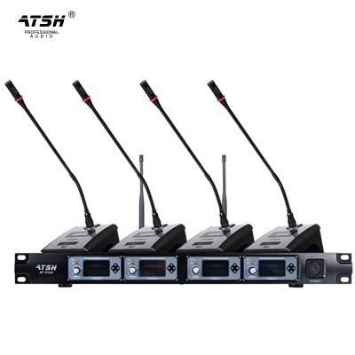 China Gooseneck Microphone AT-5400 UHF 4 Channels Wireless Microphone System Professional Adjustable Conference Gooseneck Microphone For Speech for sale