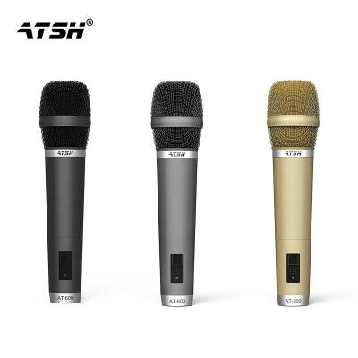 China Handheld Microphone AT600 Pro High End Dynamic Sound Canceling Stage Performance Wired Microphones 5/8/10M Long Wire Microphone for sale