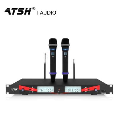 China Professional UHF Handheld Microphone AT6100 Long Range Wireless Microphone System Professional Wireless Microphones for sale