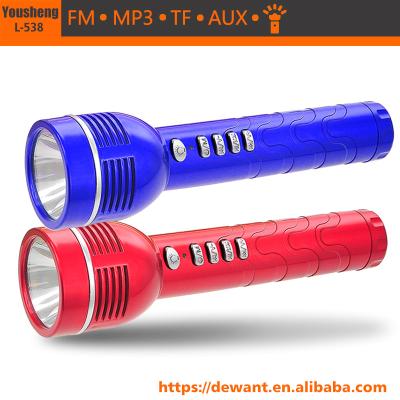 China PORTABLE L-538 FM radio flashlight, MP3 player flashlight radio, FM radio with flashlight for sale