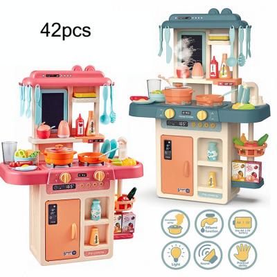 China Pretend Kitchen Toy Play Set 42pcs Plastic Pretend Toy Cooking Tableware Play Kitchen Toy Set For Kid for sale