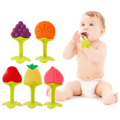 China Eco-friendly Fruit Food Grade Silicone Baby Teether BPA Free Chewable Teething Toy For Babies for sale