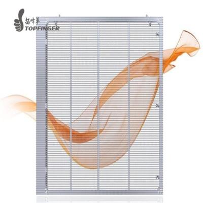 China Topfinger New Technology Indoor HD Advertising Wall Curtain Stained Glass Window Curtain Led Screen Indoor Video Transparent Panel P3.91-7.8 for sale