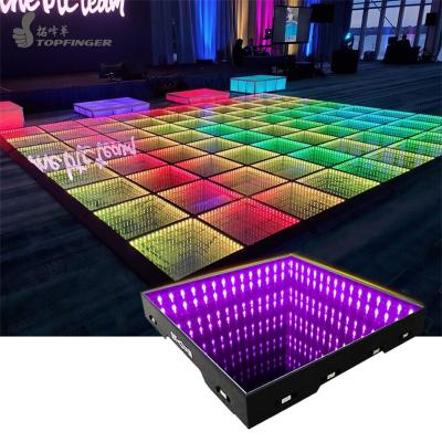 China Indoor Topfinger DJ Lights Tempered Glass Wedding Effects Infinite Shimmer Led Dance Floor Light Drinking Led Screen for sale