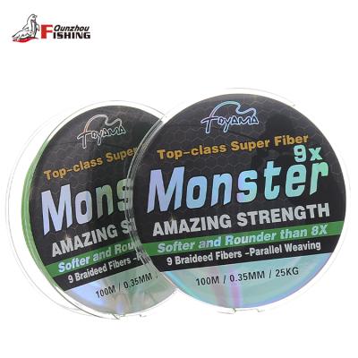 China Custom 9 Strands Super Strong Smooth Abrasion Resistance Logo PE Braided Fishing Line 100M for sale