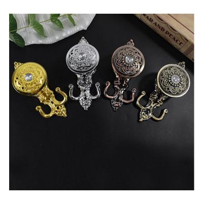 China Wholesale Hook Alloy Diamond Retro Direct Sales Spot Window Decoration Wall Hook Luxury Simple Curtain Accessories for sale