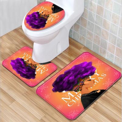 China African Women's Bathroom Floor Mat Washable Three Piece Toilet Toilet Mat Set Non Slip Mat for sale