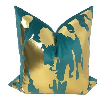 China Green Gold Stamping Cushion Sofa Cover Anti-static Home Decorative Throw Pillows For Home For Sofa Can Be Customized for sale